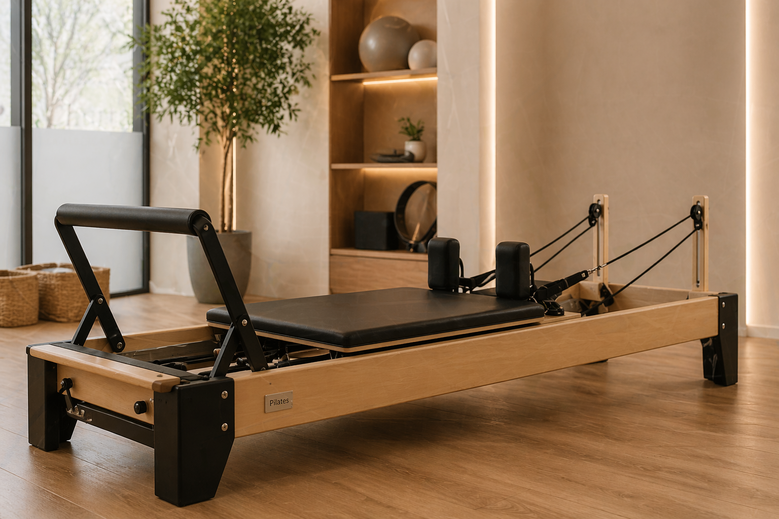 Reformer de pilates profesional en madera — Pilates Churra